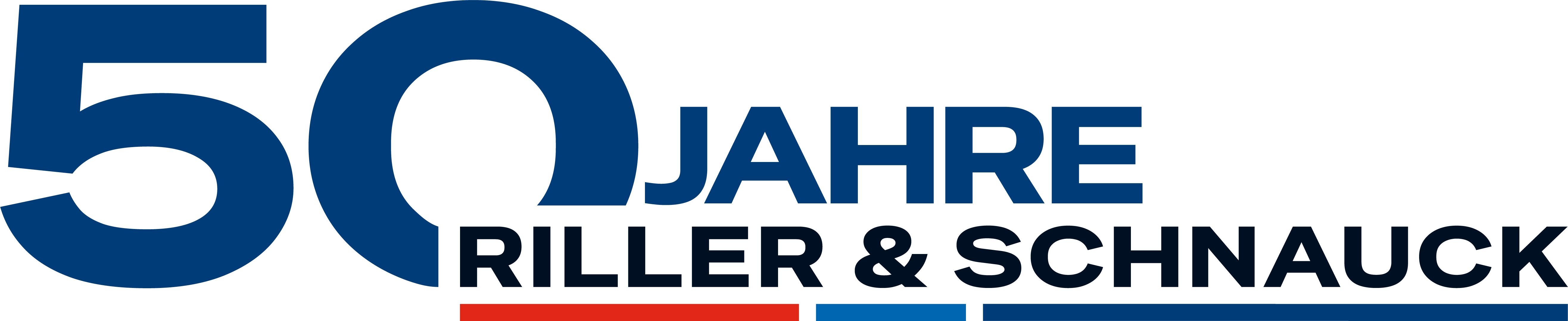 50 Jahre Jubiläums-Logo der Riller & Schnauck GmbH